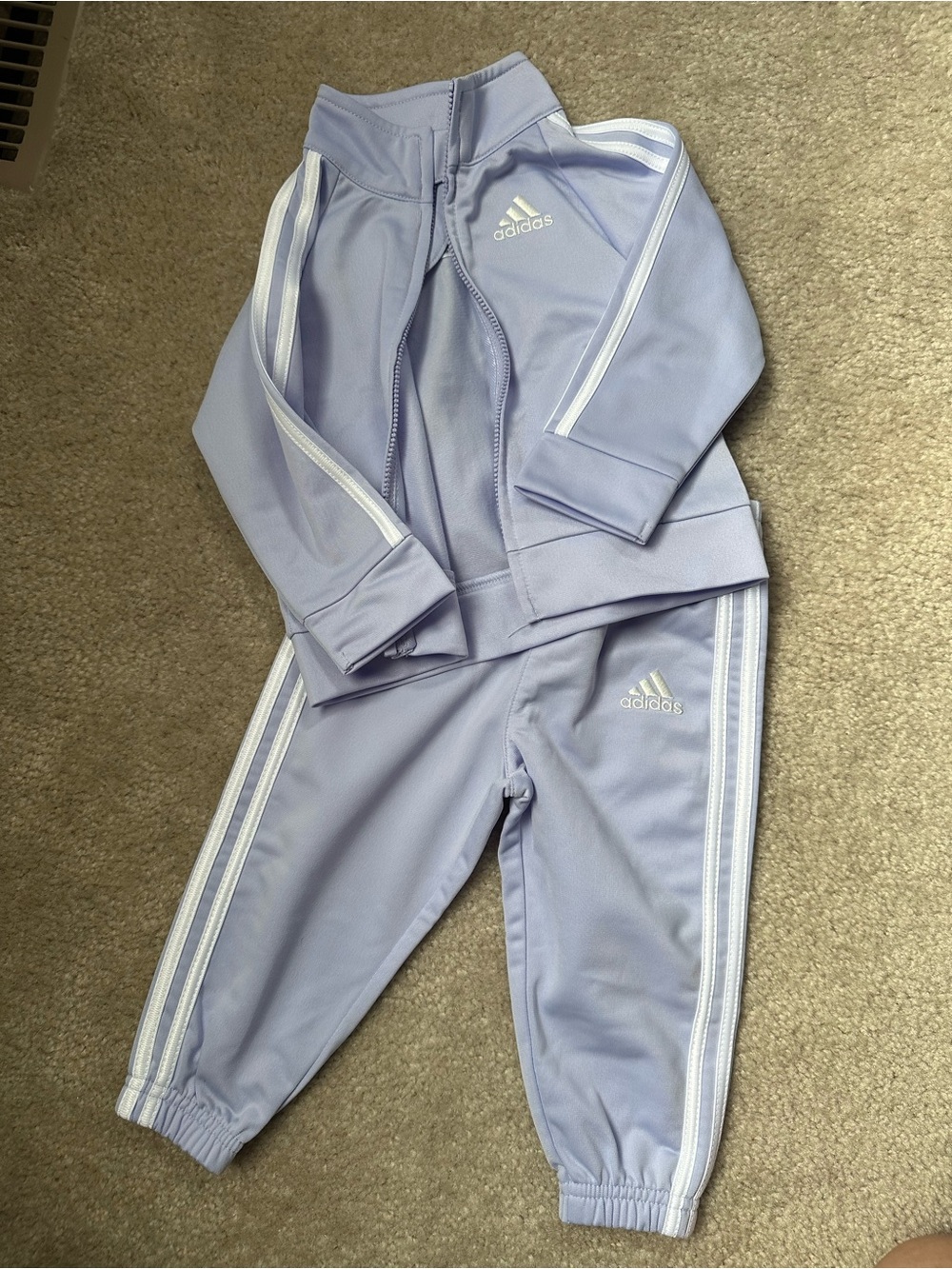 Adidas Kids Lavender Track suit Joggers size 9 months like new